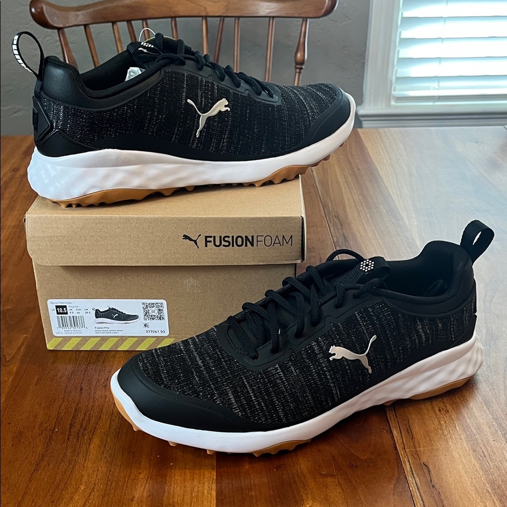 Puma Black and White Golf Shoes
